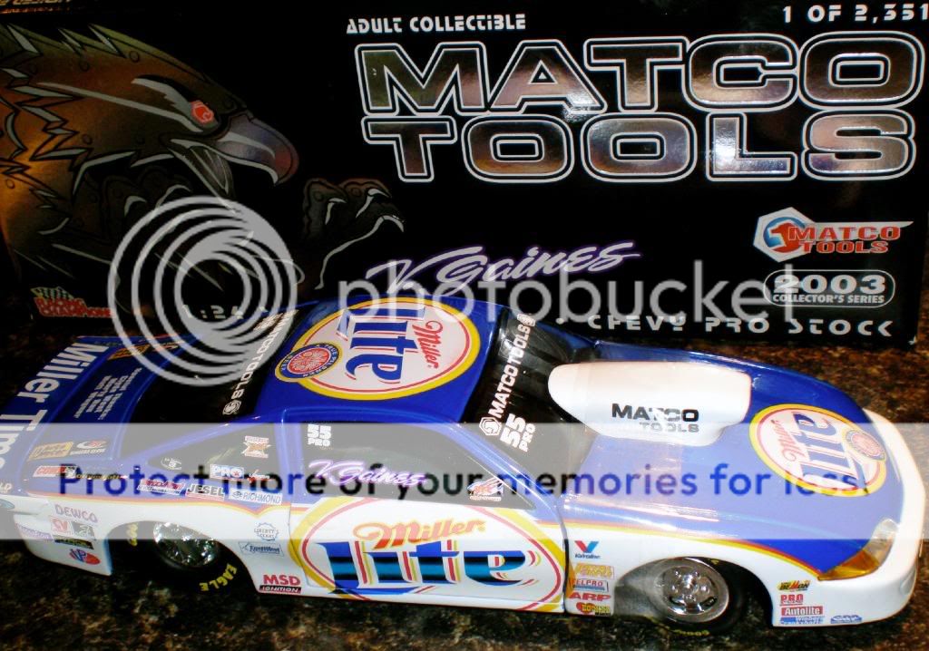 NHRA V GAINES 124 Diecast Pro Stock 2003 MILLER LITE Drag car only 2551 made eBay